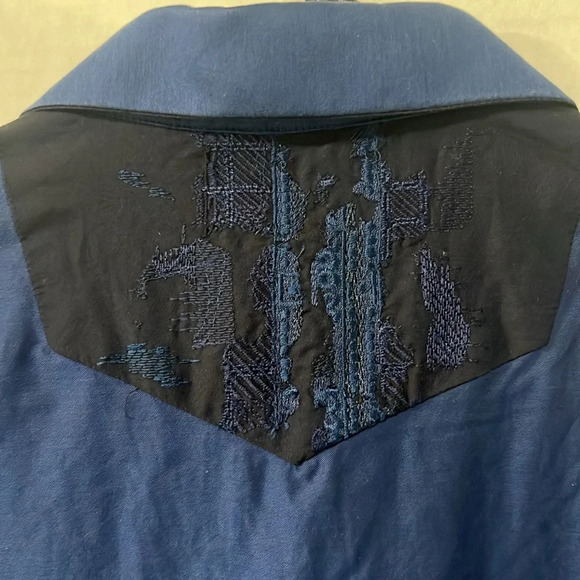 Robert Graham Mens Embroidered Button Down Navy Blue Black 100% Cotton Size XL - Picture 9 of 10